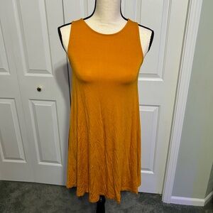Mustard Yellow Sleeveless Soft Swing Dress Medium